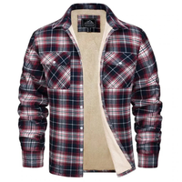 Luca | Herren Warme Hemdjacke mit Sherpa Futter in Rot