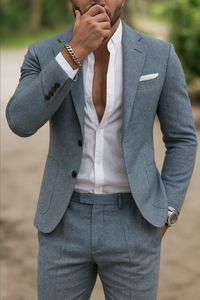 Lucian | Herren Slim Fit Anzug Set 2-Teiler Sakko in Blau