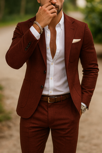 Lucian | Herren Slim Fit Anzug Set 2-Teiler Sakko in Weinrot