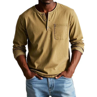 Ludwig | Herren Langarm Henley Shirt in Khaki