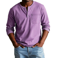 Ludwig | Herren Langarm Henley Shirt in Lila