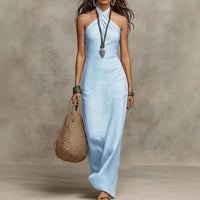 Luise | Damen Neckholder Maxikleid in Hellblau