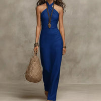 Luise | Damen Neckholder Maxikleid in Dunkelblau