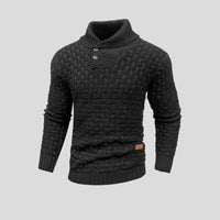 Lukas | Herren Rollkragen Strickpullover mit Zopfmuster in Schwarz