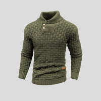 Lukas | Herren Rollkragen Strickpullover mit Zopfmuster in Olivgrün
