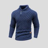 Lukas | Herren Rollkragen Strickpullover mit Zopfmuster in Blau