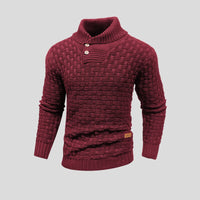 Lukas | Herren Rollkragen Strickpullover mit Zopfmuster in Weinrot