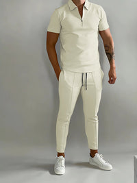 Lysander | Herren Trainingsanzug Polo Set in Beige