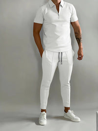 Lysander | Herren Trainingsanzug Polo Set in Weiß