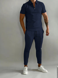 Lysander | Herren Trainingsanzug Polo Set in Marineblau