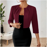 Lysandra | Damen Kurzblazer mit Offener Front in Burgunder