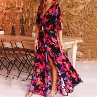 Lysistrata | Damen Wickelkleid Maxikleid V-Ausschnitt in Schwarz