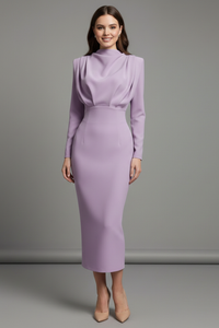 Lysithea | Damen Rollkragen Langarm Maxikleid in Lila