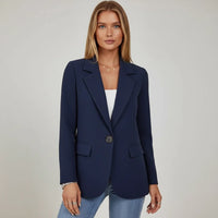 Victoire | Damen Blazer Klassisch Reverskragen Einknopf Elegant Business in Dunkelblau
