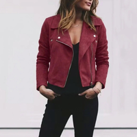 Magdalena | Cropped Jacke mit Kragen in Burgunderrot