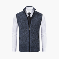 Magnus | Herren Ärmelloser Strickpullover mit Reißverschluss in Blau