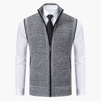 Magnus | Herren Ärmelloser Strickpullover mit Reißverschluss in Grau