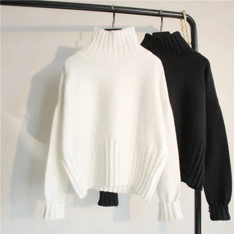 Jacqueline - Gerippter Strickpullover mit Rollkragen und hoher Elastizität für Frauen