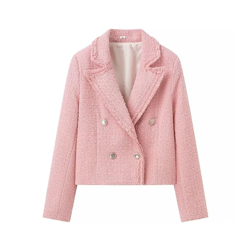 Natascha - Tweed Blazerjacke mit Doppelreihern und Gekerbtem Kragen für Frauen
