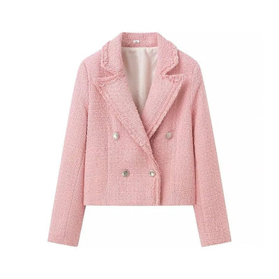 Natascha - Tweed Blazerjacke mit Doppelreihern und Gekerbtem Kragen für Frauen