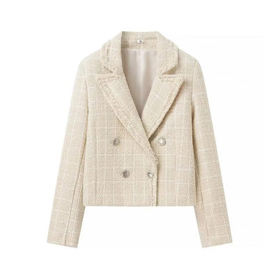 Natascha - Tweed Blazerjacke mit Doppelreihern und Gekerbtem Kragen für Frauen