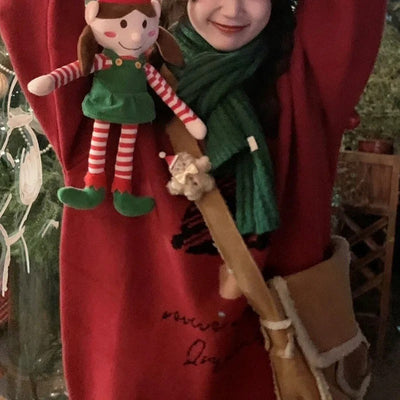 Vannis - Übergroßer Strickpullover mit Weihnachtsbaumaufdruck für Frauen
