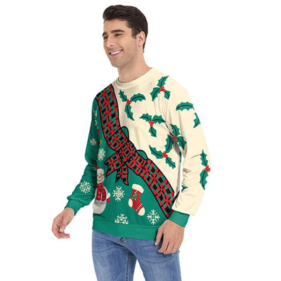 Inge - Warmer Strickpullover mit Rundhalsausschnitt und 3D-Weihnachtsmotiven für Männer und Frauen