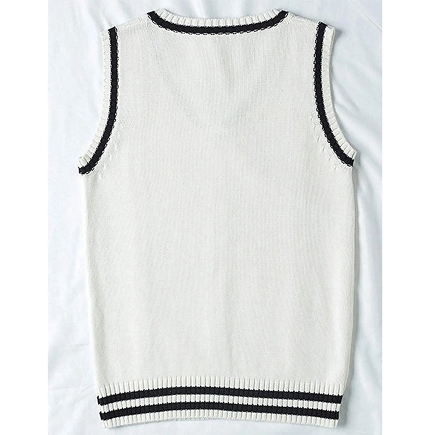 Gestreifte Pullover-Weste mit V-Ausschnitt für Damen