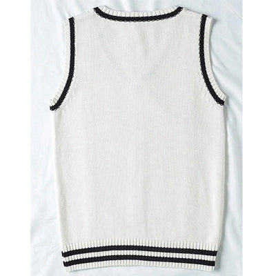 Gestreifte Pullover-Weste mit V-Ausschnitt für Damen