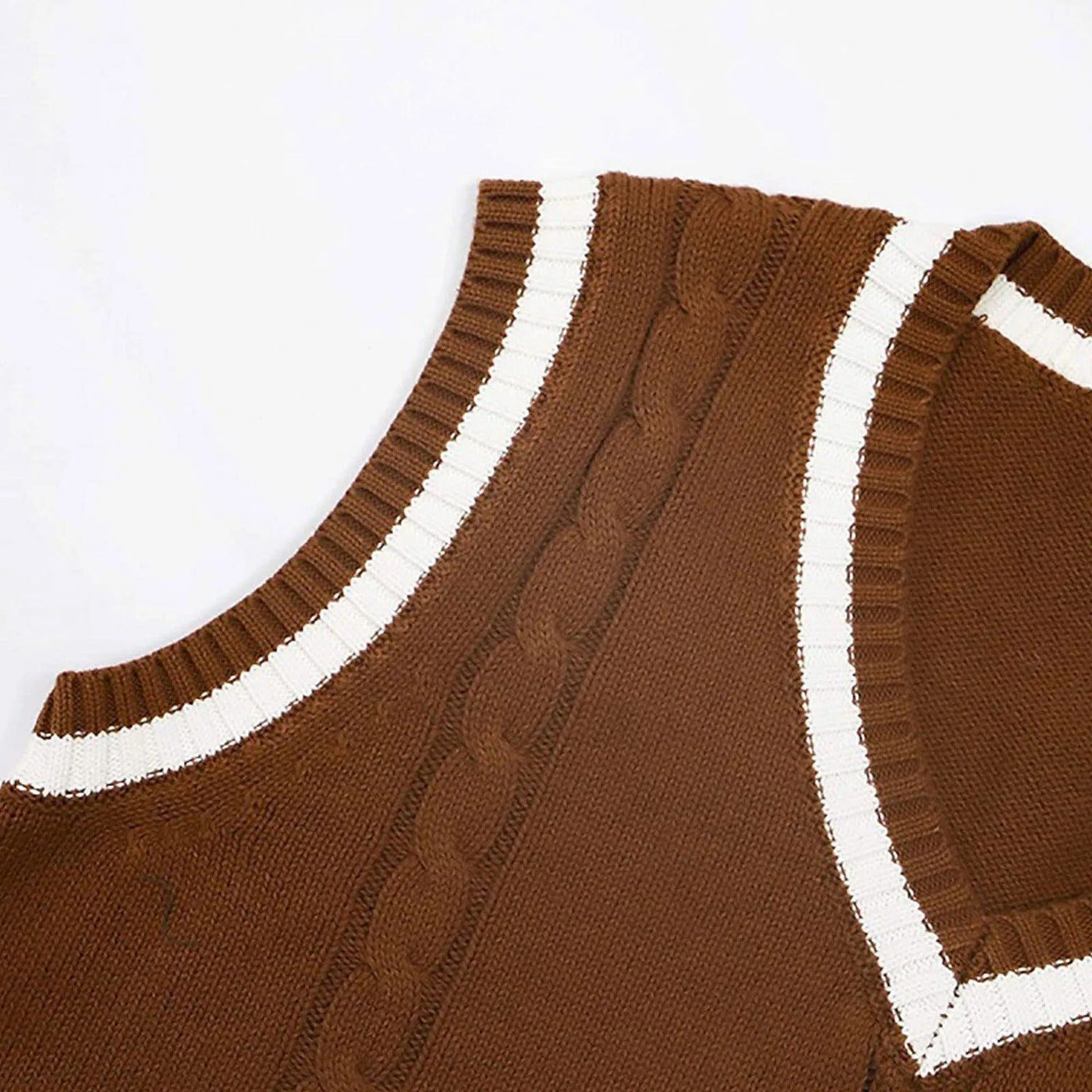 Gestreifte Pullover-Weste mit V-Ausschnitt für Damen