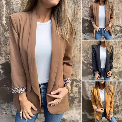 Ethla - Blazerjacke mit Lockerer Passform und Leopardenmuster-Futter für Frauen