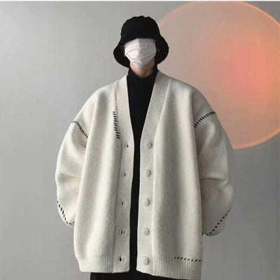 Paulo - Übergroße Strickjacke mit Knöpfen und V-Ausschnitt für Männer