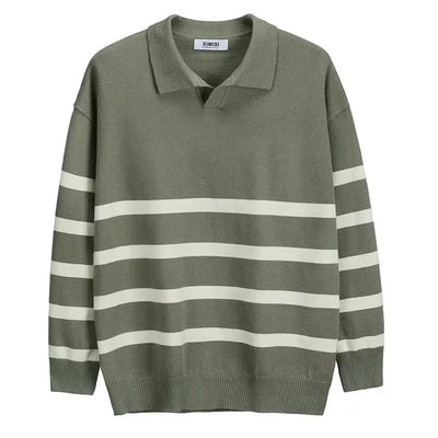 Rudi - Gestreifter Strickpullover mit Polokragen für Männer