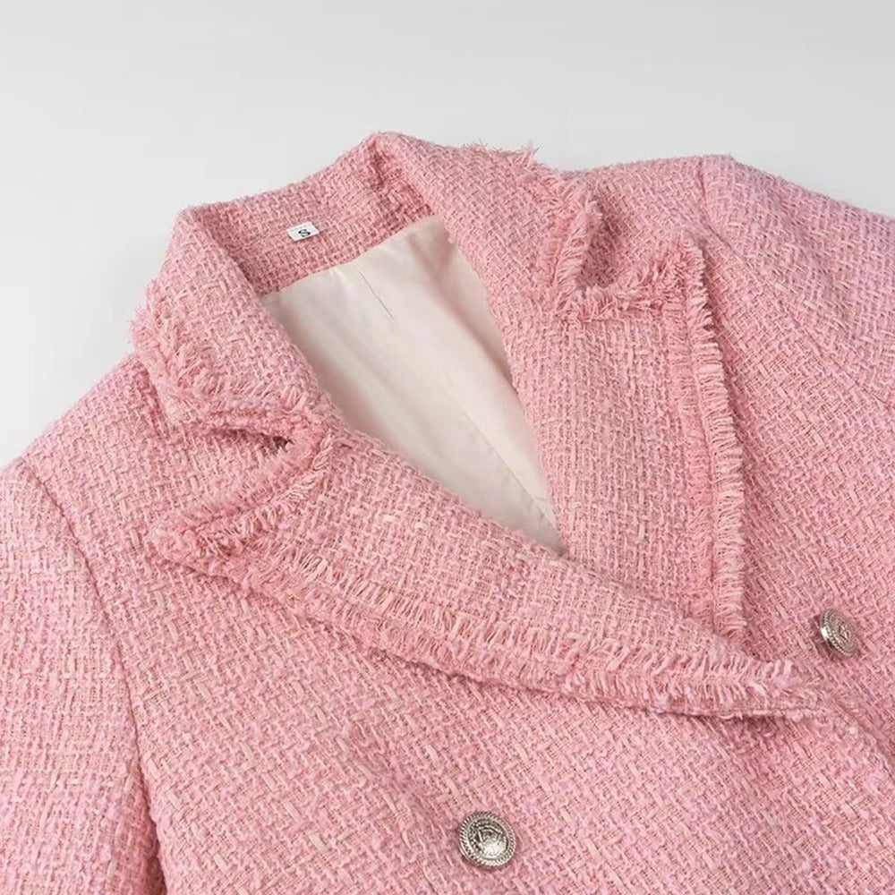 Natascha - Tweed Blazerjacke mit Doppelreihern und Gekerbtem Kragen für Frauen