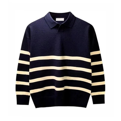 Rudi - Gestreifter Strickpullover mit Polokragen für Männer