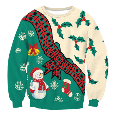 Inge - Warmer Strickpullover mit Rundhalsausschnitt und 3D-Weihnachtsmotiven für Männer und Frauen