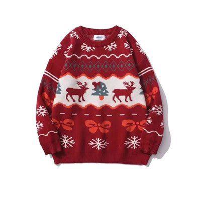 Jennette - Warmer Strickpullover mit Vintage-Weihnachtsmotiven für Frauen