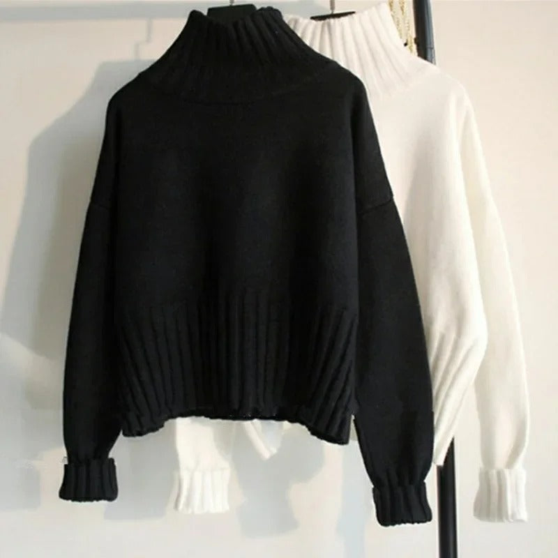 Jacqueline - Gerippter Strickpullover mit Rollkragen und hoher Elastizität für Frauen