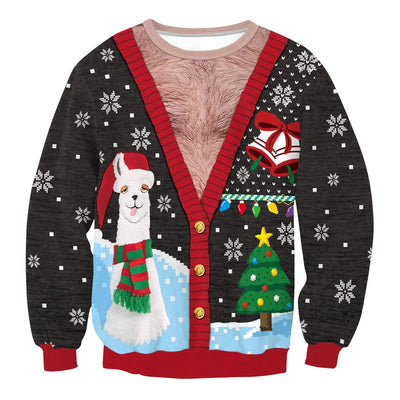 Inge - Warmer Strickpullover mit Rundhalsausschnitt und 3D-Weihnachtsmotiven für Männer und Frauen