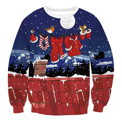 Inge - Warmer Strickpullover mit Rundhalsausschnitt und 3D-Weihnachtsmotiven für Männer und Frauen