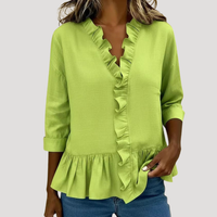 Malena | Damen Rüschen Langarm Bluse in Grün