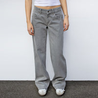 Malin | Weite Schlagjeans in Hellgrau