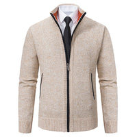 Malte | Herren Thermo Strickjacke mit Stehkragen in 6601 Beige