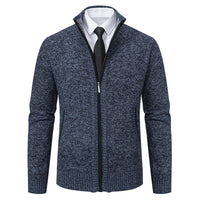 Malte | Herren Thermo Strickjacke mit Stehkragen in 6601 Blaugrau