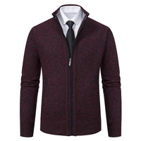 Malte | Herren Thermo Strickjacke mit Stehkragen in 6601 Bordeauxrot