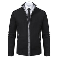 Malte | Herren Thermo Strickjacke mit Stehkragen in 6601 Schwarz