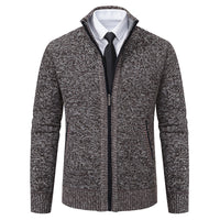 Malte | Herren Thermo Strickjacke mit Stehkragen in 6601 Kaffeebraun