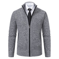 Malte | Herren Thermo Strickjacke mit Stehkragen in 6601 Hellgrau