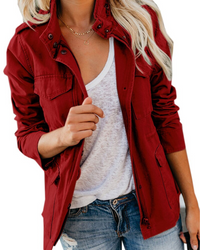 Margarete | Damen Utility Zip Jacke in Rot