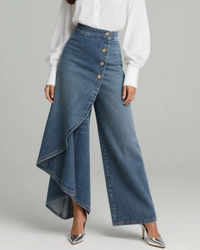 Margarete | Damen Wickelhose mit breitem Bein in Hellblau